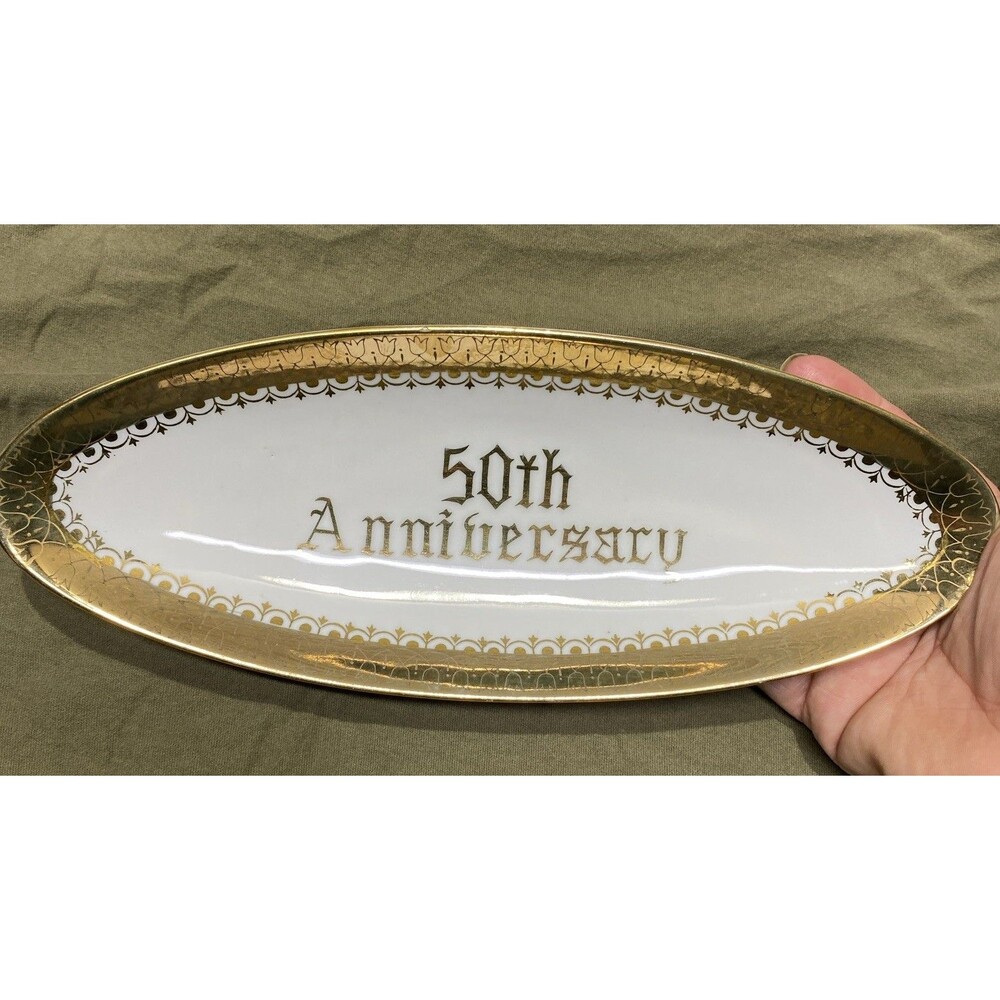 Used Norcrest 50th Anniversary Candy Dish Trinket Tray Decorative